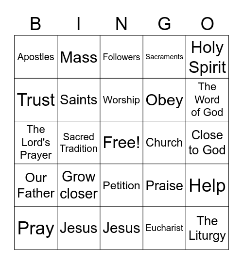 Why We Pray Gr 3-6 Bingo Card