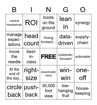 Corporate Jargon Bingo Card