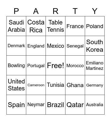 B-Day Bingo Card