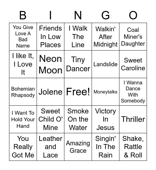 Music Bingo #2 Bingo Card