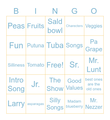 Veggietales Bingo Card