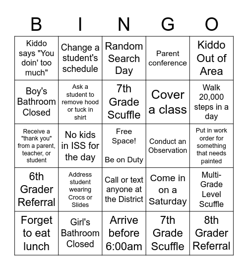 Laugh or Cry Bingo Card