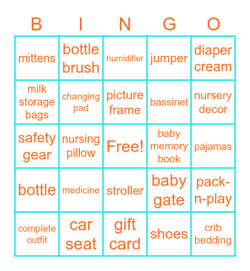 Mele's Gift Bingo Card