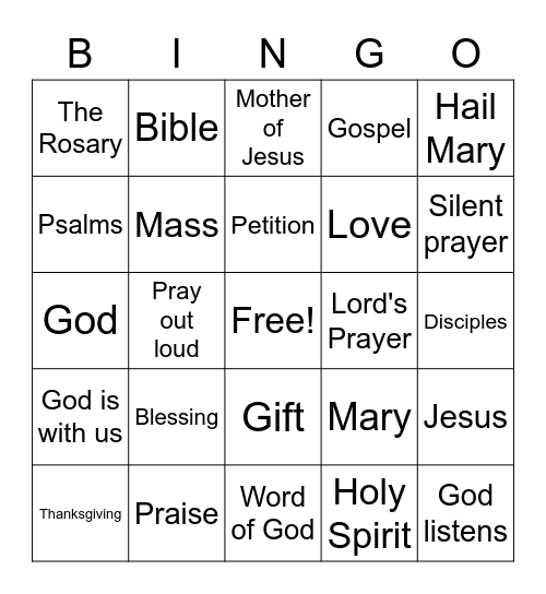 How We Pray Bingo Card