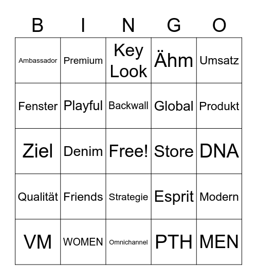ESPRIT Bingo Card