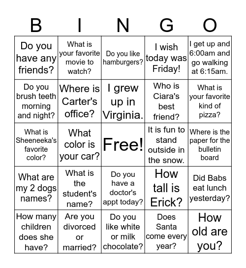 Units 1-7 Bingo Card