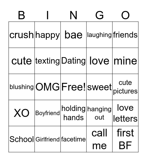 Dating Bingo Card