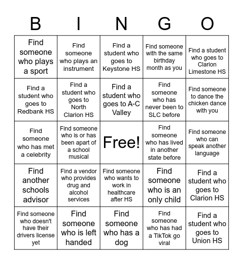 SLC Find Someone who.... Bingo Card