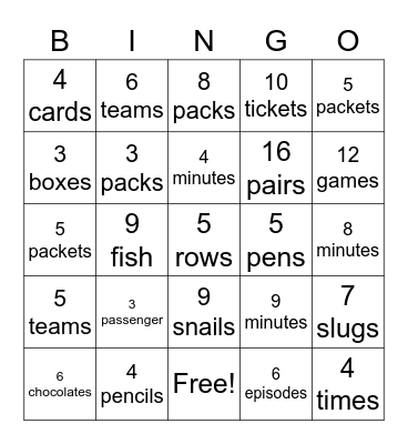 Division Bingo! Bingo Card
