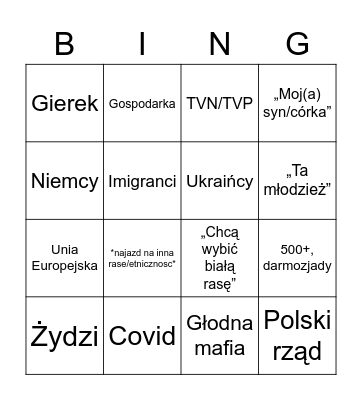 Stare baby Bingo Card