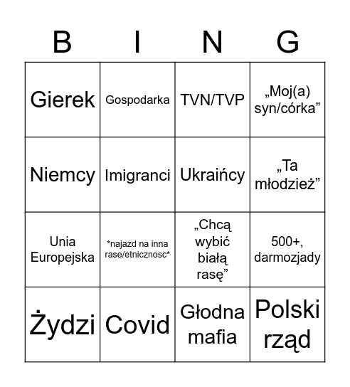 Stare baby Bingo Card