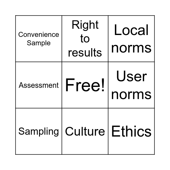 Testing and Assessment Bingo Card