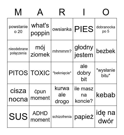 Marcin Bingo Card
