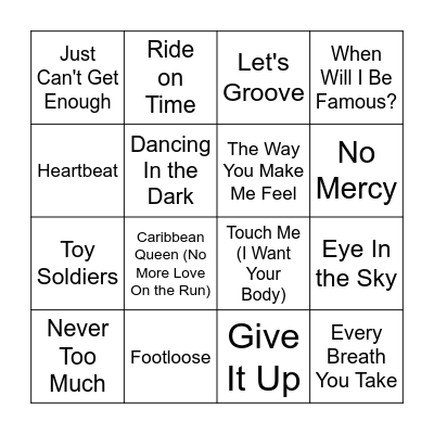 80s Music 2 - Just Park! Bingo Card