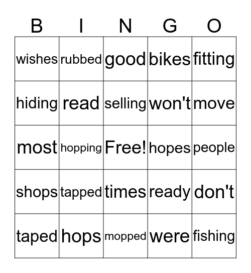 SIPPs Review lessons 16-17 Bingo Card