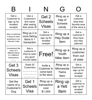 CASHIER BINGO Card