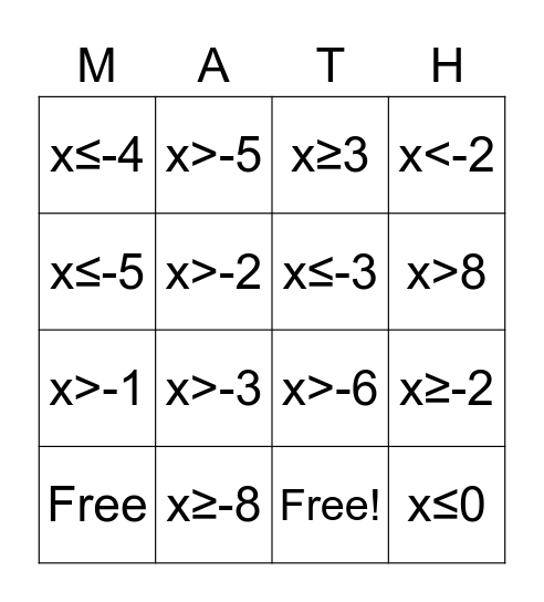 Mrs. Lish Lesson 2 Bingo Card