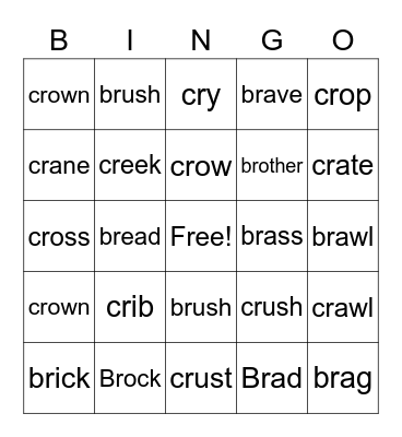 Phonics Bingo Card