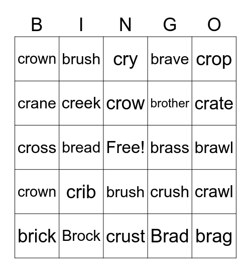 Phonics Bingo Card