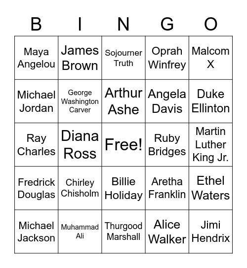 CW Black History Month Bingo Card