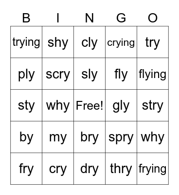 y=long i Bingo Card