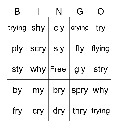 y=long i Bingo Card