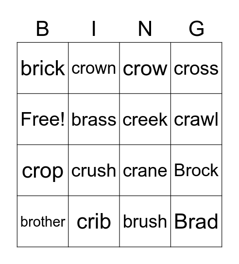 Phonics Bingo Card