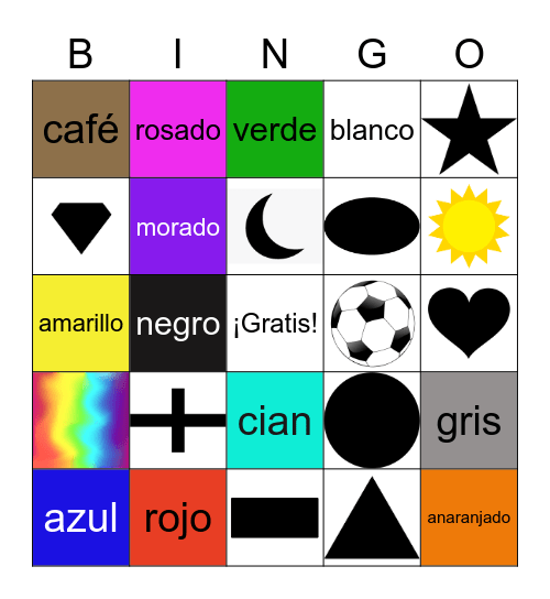 Los Colores y Las Formas Bingo Card