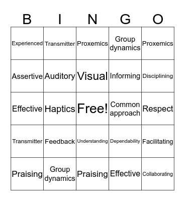 Supervisor Skills Bingo Card