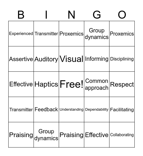 Supervisor Skills Bingo Card