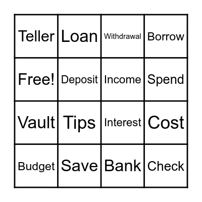 MONEY BINGO Card