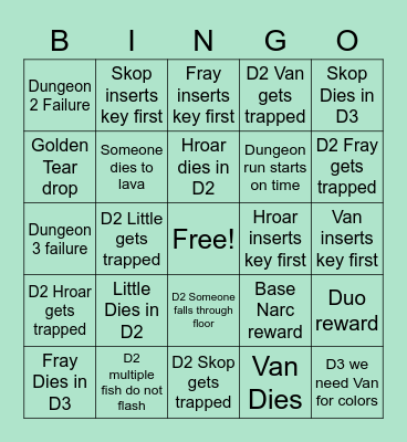 Dungeon Crawl Bingo Card