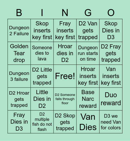 Dungeon Crawl Bingo Card