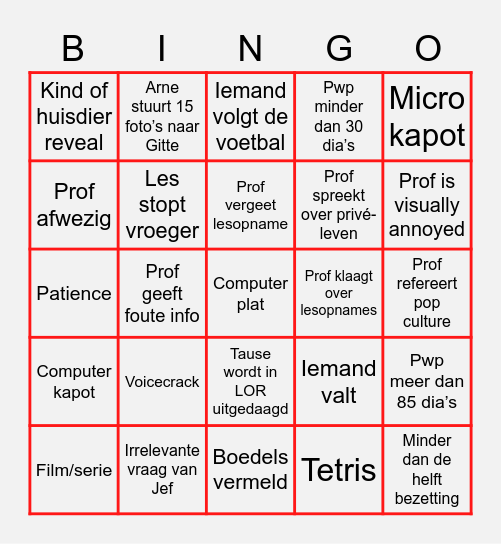 Aula Bingo Card