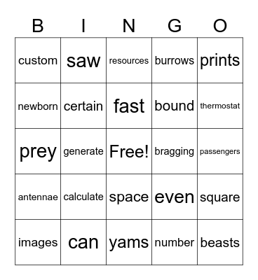 Untitled Bingo Card