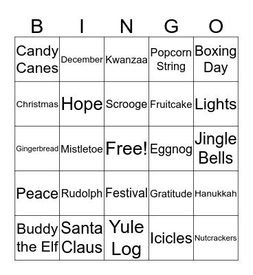 Holiday Bingo Card