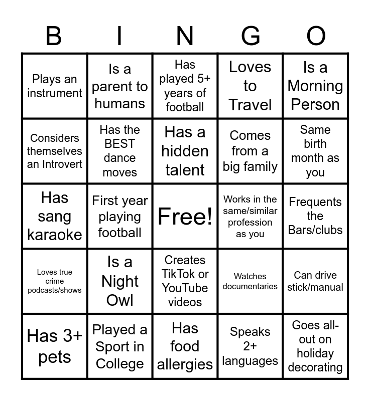 Bandit Bingo Card