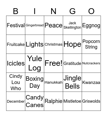 Holiday Bingo Card