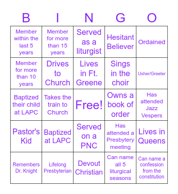 LAPC Bingo Card