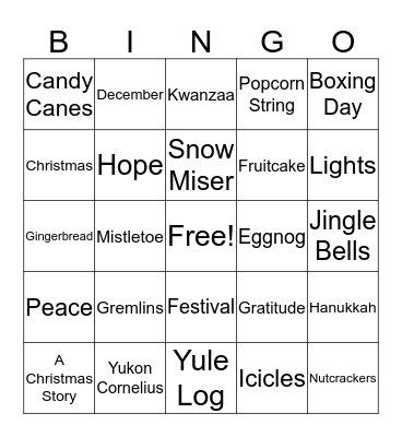 Holiday Bingo Card