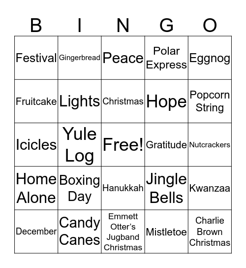 Holiday Bingo Card