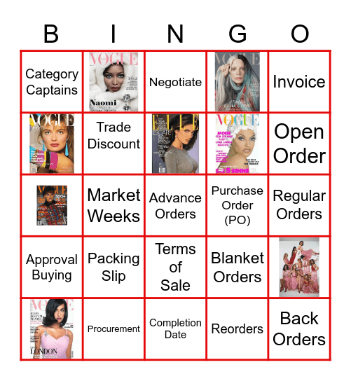 Merchandise Buying Bingo Card