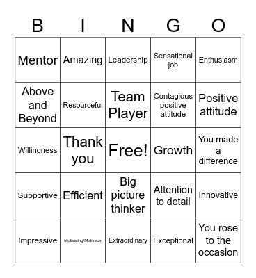 Employee Appreciation! Bingo Card