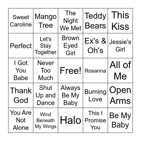 Valentine's Day Bingo Card