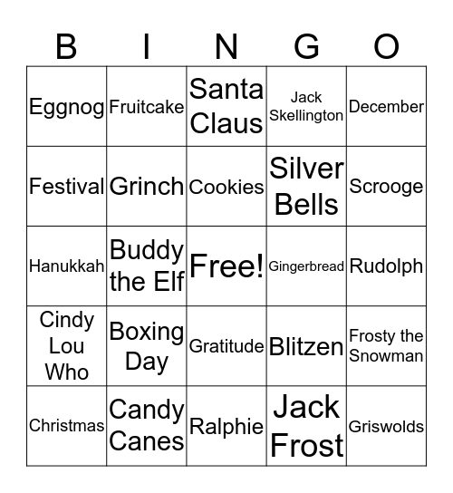 Holiday Bingo Card