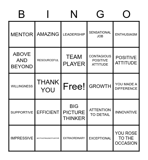 Employee Appreciation! Bingo Card