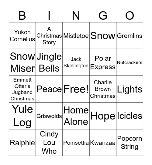 Holiday Bingo Card