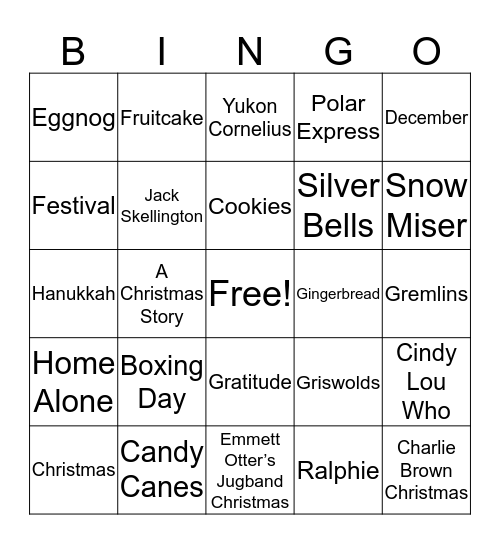 Holiday Bingo Card