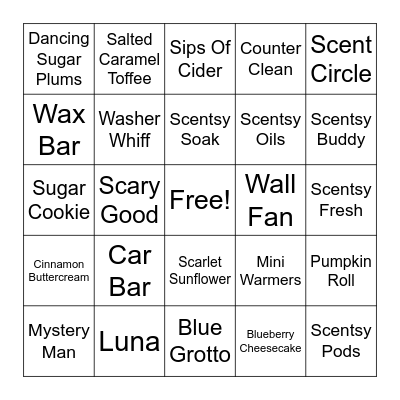 Scentsy Bingo Card