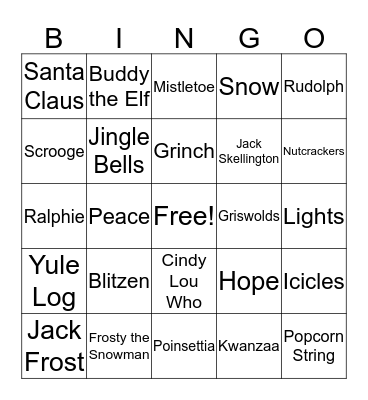 Holiday Bingo Card